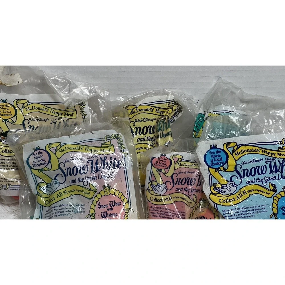 1992 McDonald's Snow White Happy‎ Meal Toy Lot 7 Set Sealed